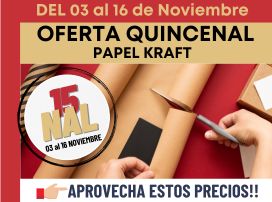 Oferta quincenal de papel kraft en rollos de distintos gramajes, colores y metros en Novedades Marlu