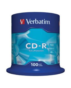 CD-R (#) VERBATIM 52X 700MB EXTRA PROT. TARRINA 100UD