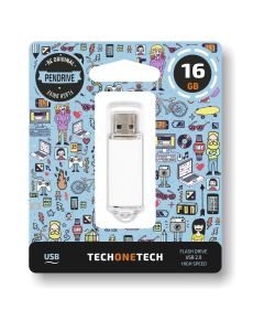 MEMORIA (#) USB 2.0 TECHONETECH 16GB BLANCA