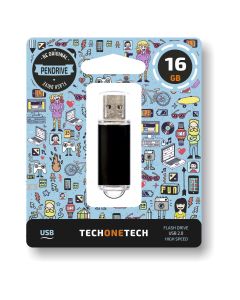 MEMORIA (#) USB 2.0 TECHONETECH 16GB NEGRA