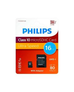 TARJETA MEMORIA (#) PHILIPS MICRO SDXC CLASE 10 16GB + ADAPTADOR USB