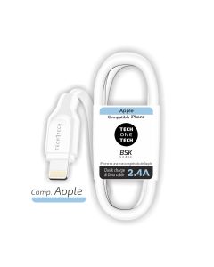 CABLE DATOS TECHONETECH BSK LIGHTNING 2.4A 1M BLANCO