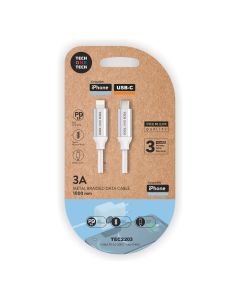 CABLE DATOS TECHONETECH LIGHTNING 3A 1M BLANCO