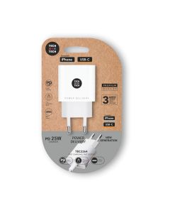 CARGADOR PARED TECHONETECH 25W USB-C BLANCO