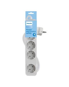 REGLETA 4 SALIDAS PHILIPS CON INTERRUPTOR BLANCA