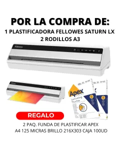PLASTIFICADORA FELLOWES SATURN LX 2 RODILLOS A3