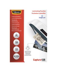 FUNDA PLASTIFICAR FELLOWES A5 125MIC BRILLO 210X148 CAJA 100UD