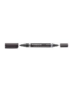 ROTULADOR PERMANENTE LUMOCOLOR DUO NEGRO CAJA 10UD