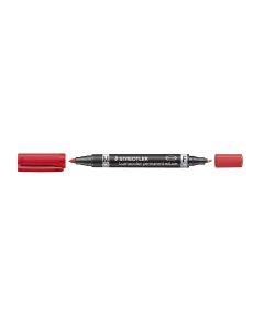 ROTULADOR PERMANENTE LUMOCOLOR DUO ROJO CAJA 10UD