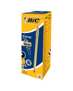 BOLIGRAFO BIC SHINE ORO AZUL CAJA 20UD