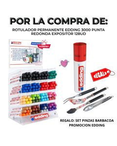 ROTULADOR PERMANENTE EDDING 3000 PUNTA REDONDA EXPOSITOR 128UD