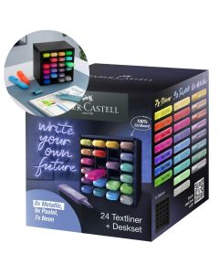 ROTULADOR FLUOR FABER CASTELL TEXTLINER 46 SET DE MESA 24 COLORES