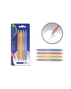 BOLIGRAFO BISMARK PASTEL CLIP METALICO BLISTER 4UD