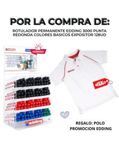 ROTULADOR PERMANENTE EDDING 3000 PUNTA REDONDA COLORES BASICOS EXPOSITOR 128UD