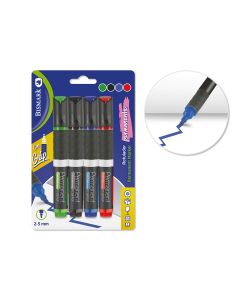 ROTULADOR PERMANENTE BISMARK 2-5MM PUNTA BISELADA 4 COLORES