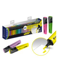 ROTULADOR FLUOR BISMARK LONG-LIFE NEON + PASTEL 24 COLORES SET DE MESA