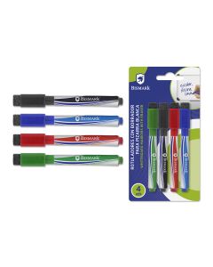 ROTULADOR PIZARRA BLANCA BISMARK CON BORRADOR 4 COLORES