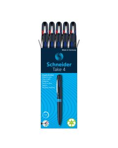 BOLIGRAFO SCHNEIDER TAKE 4 COLORES AZUL OSCURO CAJA 10UD