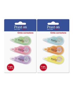 CORRECTOR CINTA PRAXTON MINI PASTEL 5MMX5M BLISTER 3UD CAJA 12UD