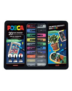 ROTULADOR UNI POSCA MALETA METALICA 20 PIEZAS POP