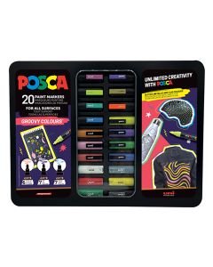 ROTULADOR UNI POSCA MALETA METALICA 20 PIEZAS GROOVY
