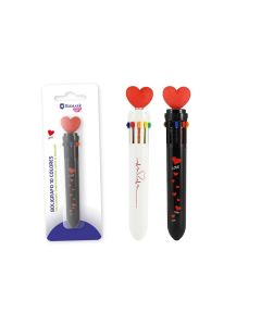 BOLIGRAFO BISMARK 10 COLORES CORAZON