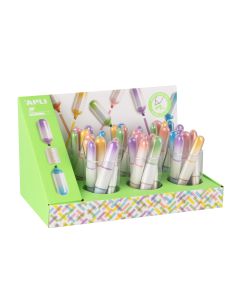 ROTULADOR FLUOR APLI MINI DUAL DOBLE PUNTA EXPOSITOR 36UD