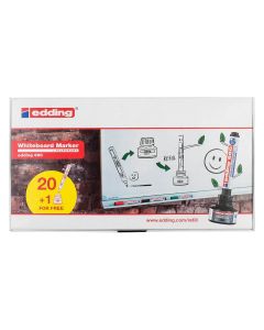 ROTULADOR PIZARRA BLANCA EDDING 660 1,5-3MM PUNTA REDONDA + TINTA BTK NEGRO CAJA 20UD