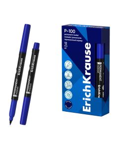 ROTULADOR PERMANENTE ERICH KRAUSE P-100 PUNTA FINA AZUL CAJA 12UD