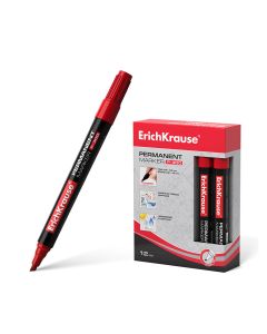 ROTULADOR PERMANENTE ERICH KRAUSE P-300 PUNTA BISELADA ROJO CAJA 12UD