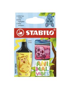 ROTULADOR FLUOR STABILO BOSS MINI ANIMAL VIBES 3 COLORES
