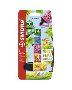 ROTULADOR FLUOR STABILO BOSS MINI ANIMAL VIBES 5 COLORES