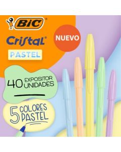 BOLIGRAFO BIC CRISTAL PASTEL SURTIDO EXPOSITOR 40UD