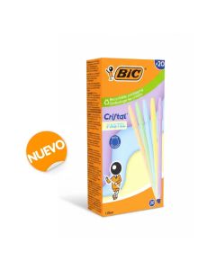 BOLIGRAFO BIC CRISTAL PASTEL SURTIDO CAJA 20UD