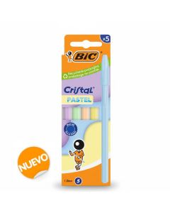 BOLIGRAFO BIC CRISTAL PASTEL SURTIDO BLISTER 5UD
