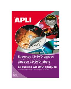 ETIQUETA FOTOCOPIA/LASER/INKJET APLI CD/DVD 114X18 10294 DORSO OPACO A4 CAJA 100H