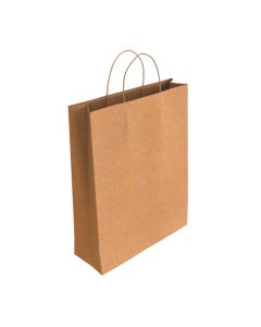 BOLSA PAPEL BASIKA KRAFT CON ASAS 32+14X40CM  NATURAL PAQUETE 25UD