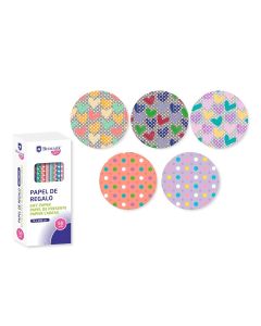 PAPEL REGALO BISMARK ROLLO LOVE&DOTS 0'70X2M CAJA 50UD