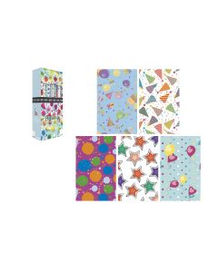 PAPEL REGALO BASIKA ROLLO PARTY 0'70X2M CAJA 50UD