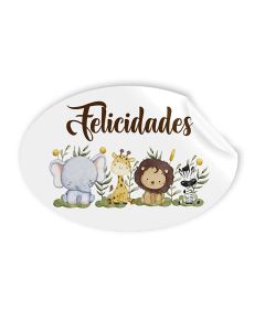 ETIQUETA FELICITACION ARGUVAL ROLLO OVALADA ANIMALES 250UD