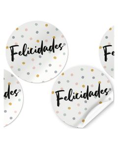 ETIQUETA FELICITACION ARGUVAL ROLLO REDONDA FELICIDADES 250UD