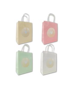 BOLSA PAPEL ARGUVAL SAN VALENTIN CON ASAS CORAZON MEDIANA PLATA PAQUETE 12UD