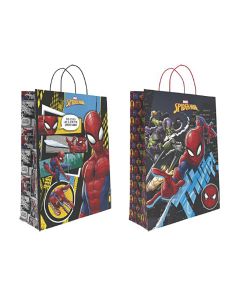 BOLSA PAPEL BASIKA CON ASAS SPIDERMAN 40X32X14CM PAQUETE 24UD