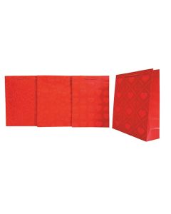 BOLSA PAPEL ARGUVAL CON ASAS ROJA CORAZONES 40X31X12CM PAQUETE 12UD