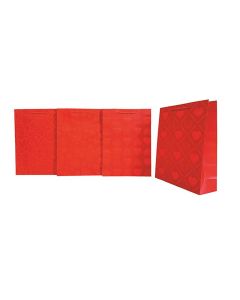 BOLSA PAPEL ARGUVAL CON ASAS ROJA CORAZONES 36X26X10CM PAQUETE 12UD