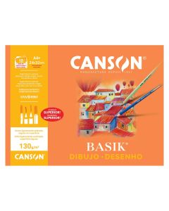 LAMINAS DIBUJO CANSON BASIK CON RECUADRO A4+ 130G MINIPACK 10H