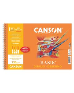 BLOC DIBUJO CANSON BASIK ESPIRAL MICROPERFORADO CON RECUADRO A4+ 130G 20H