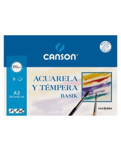 PAPEL ACUARELA CANSON BASIK A3 370G MINIPACK 6H
