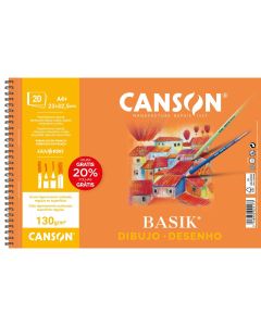 BLOC DIBUJO CANSON BASIK ESPIRAL MICROPERFORADO SIN RECUADRO A4+ 130G 16+4H