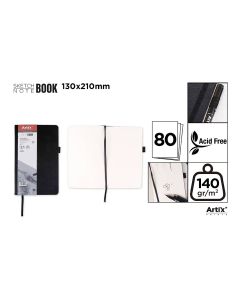 CUADERNO DIBUJO ARTIX NEGRO 21X13CM 140G 80H LISO